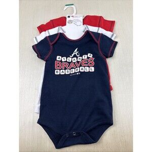 Atlanta Braves Bodysuit 18 Months Outfit MLB NWT Lot Of 3 Genuine Merch